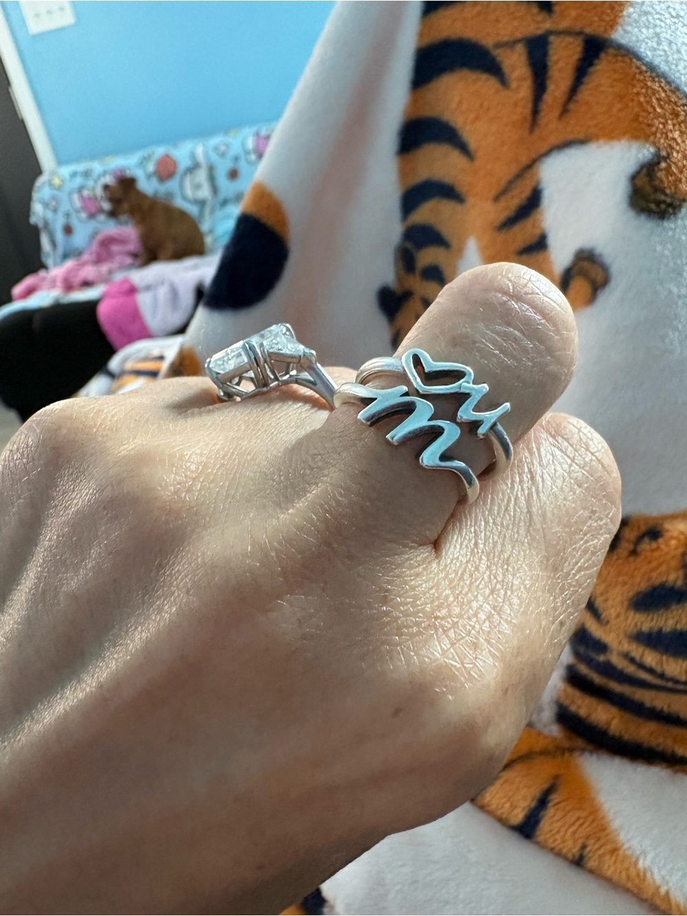 James Avery M and ❤️ U script ring 6.5